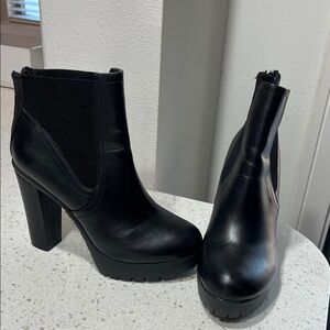Steve Madden Black Platform Block Heel Ankle Boots